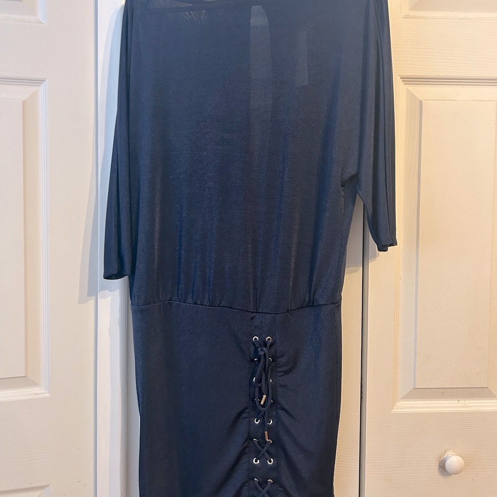 Lace up skirt blouson dress